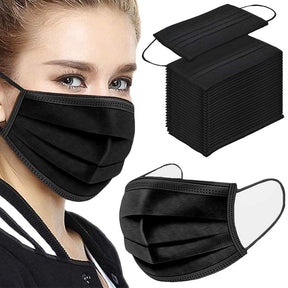 Disposable Black Face Mouth Mask 3-Ply Ear Loop (50/Box) - 2